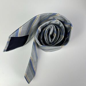 Brooks Brothers Gray‎ Blue Striped Woven Classic Pointed Tie Cotton Blend Men's